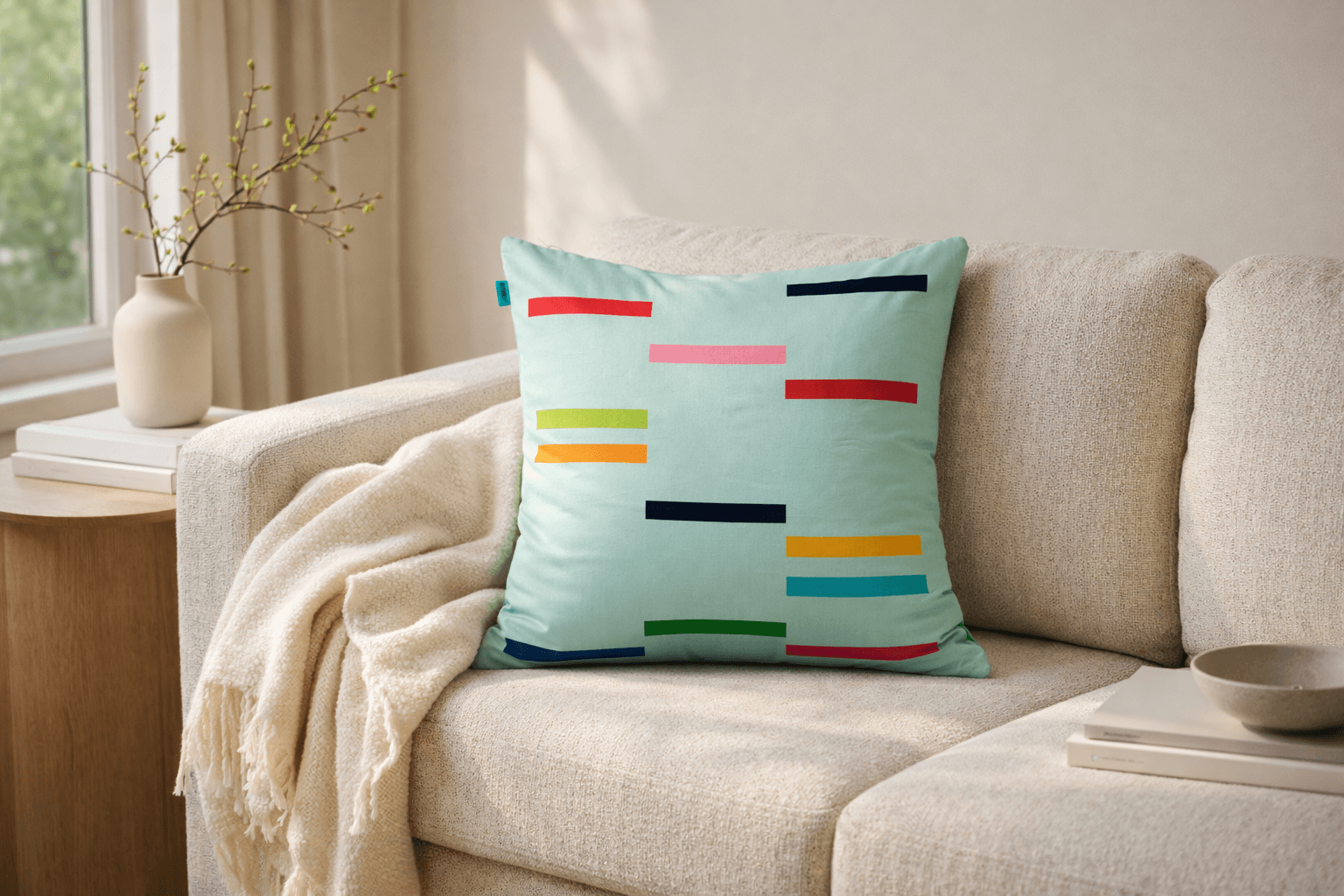 Mint Current Pillow styled