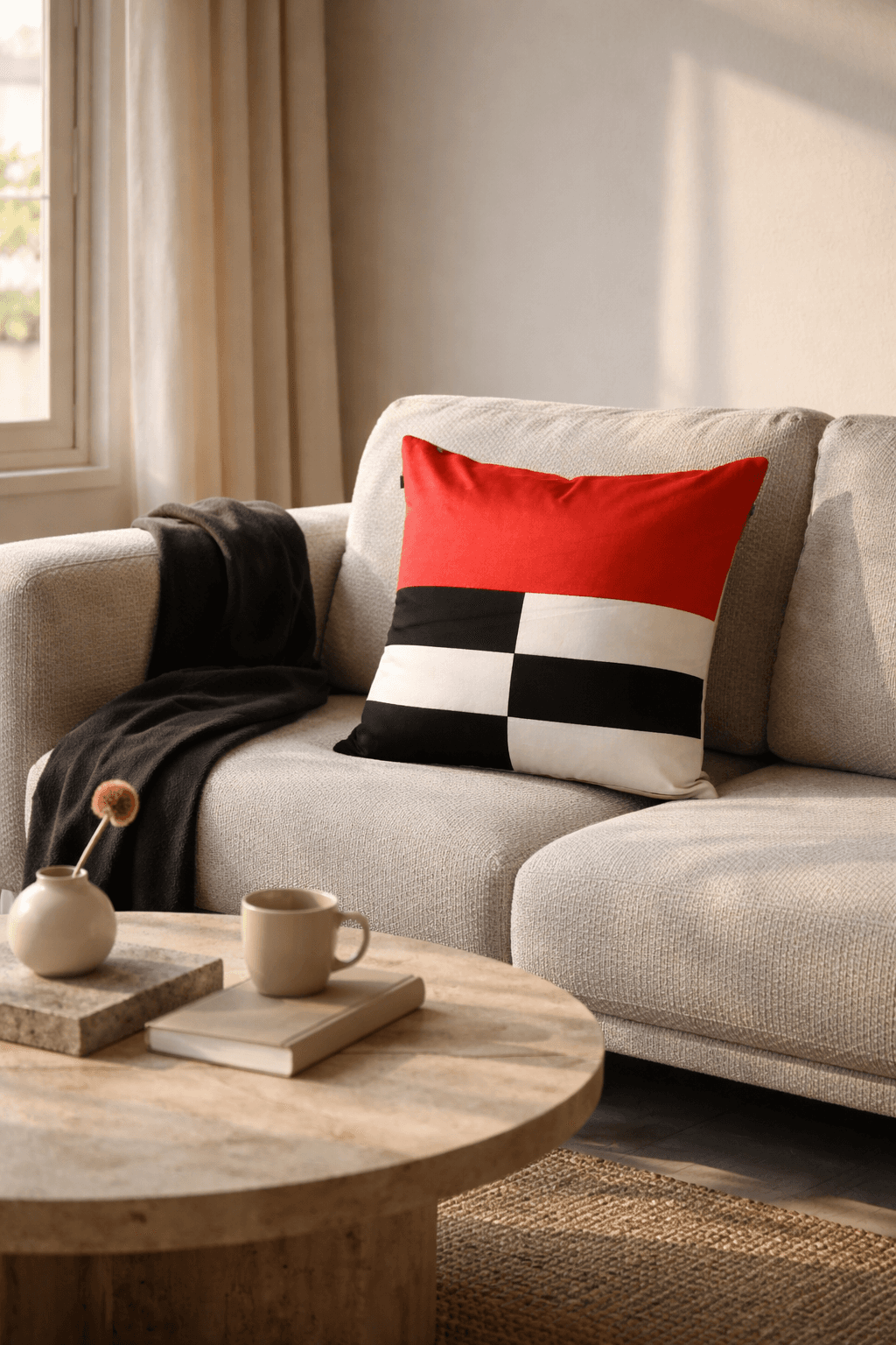 Crimson Contrast Pillow styled